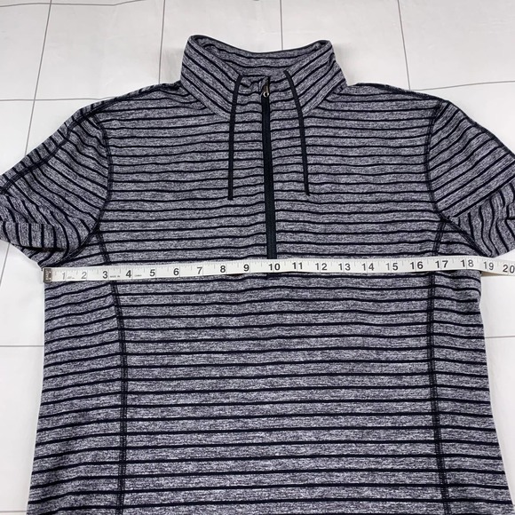 Lululemon 1/2 Zip Mens Small Heather Gray Striped Sweat Session Reflective Run - Picture 6 of 7